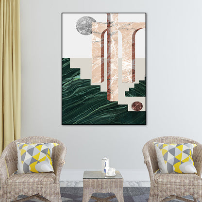 Vivolux | Illustration Abstrakte Wandkunst Druck Texturiertes Nordisches Esszimmer Leinwand in Dunkler Farbe