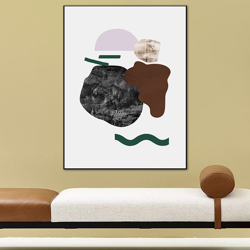 Vivolux | Illustration Abstrakte Wandkunst Druck Texturiertes Nordisches Esszimmer Leinwand in Dunkler Farbe