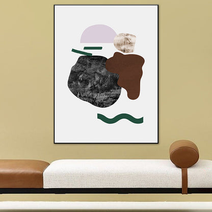 Vivolux | Illustration Abstrakte Wandkunst Druck Texturiertes Nordisches Esszimmer Leinwand in Dunkler Farbe