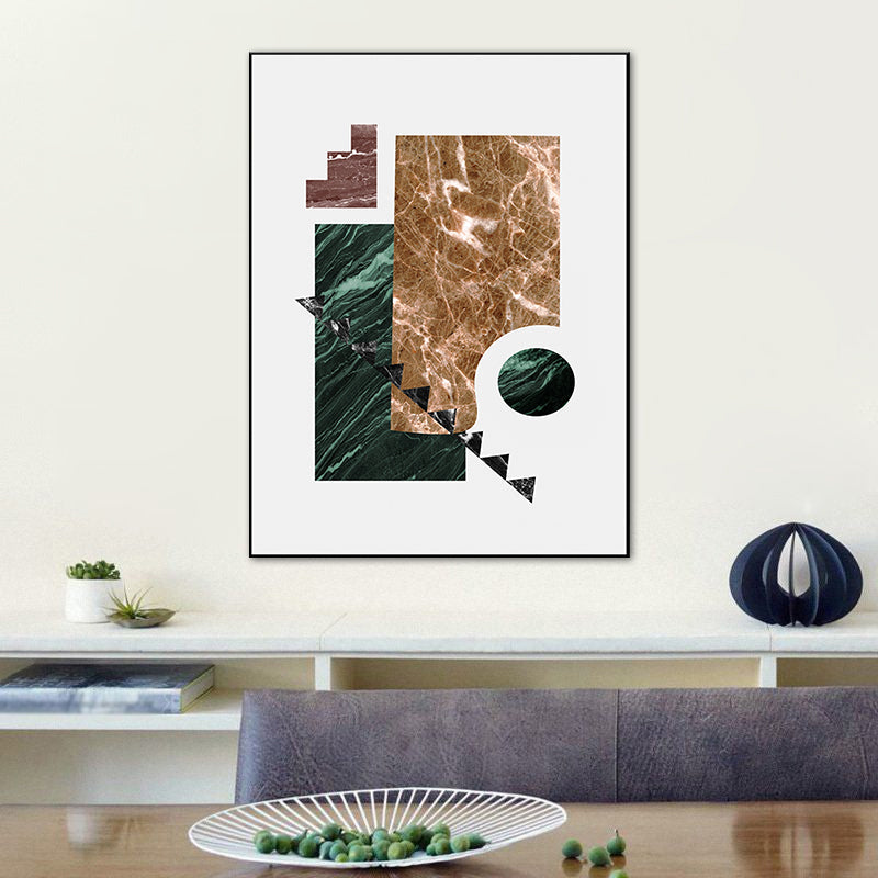 Vivolux | Illustration Abstrakte Wandkunst Druck Texturiertes Nordisches Esszimmer Leinwand in Dunkler Farbe