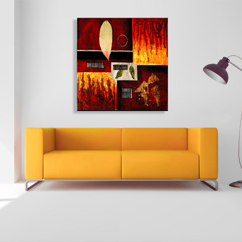 Vivolux | Helle Farbige Botanische Canvas Mid-Century Modern Texturierte Wandkunst Druck für das Wohnzimmer