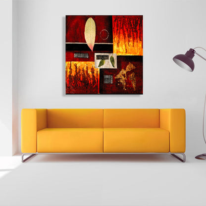 Vivolux | Helle Farbige Botanische Canvas Mid-Century Modern Texturierte Wandkunst Druck für das Wohnzimmer