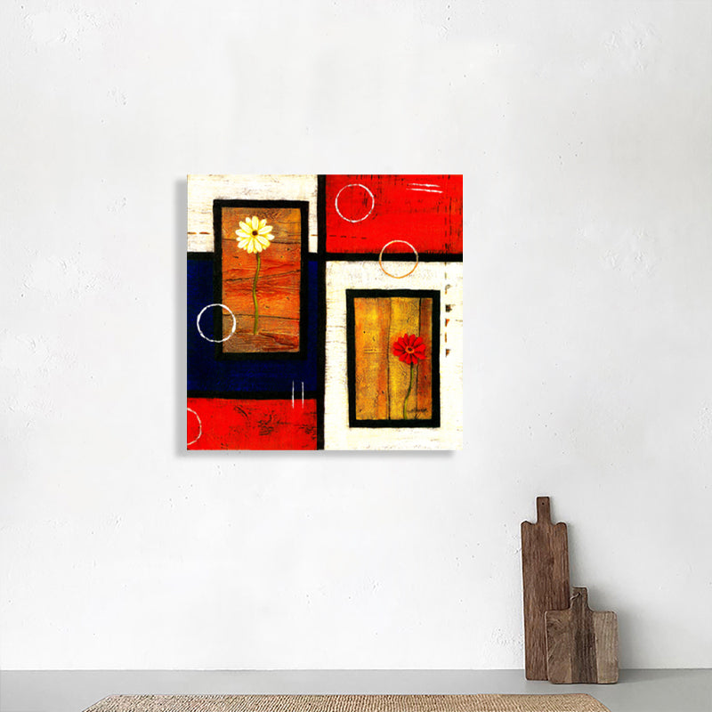 Vivolux | Helle Farbige Botanische Canvas Mid-Century Modern Texturierte Wandkunst Druck für das Wohnzimmer