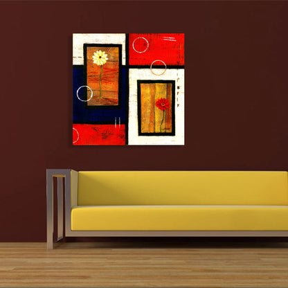 Vivolux | Helle Farbige Botanische Canvas Mid-Century Modern Texturierte Wandkunst Druck für das Wohnzimmer