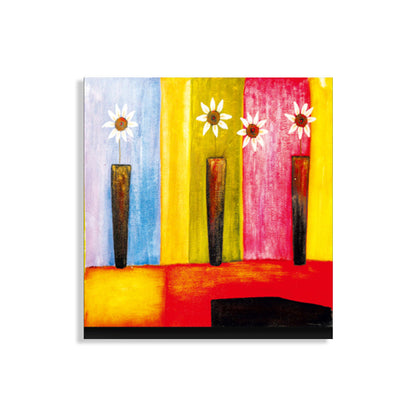 Vivolux | Helle Farbige Botanische Canvas Mid-Century Modern Texturierte Wandkunst Druck für das Wohnzimmer