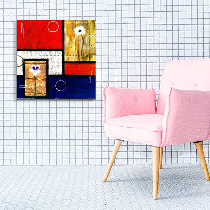 Vivolux | Helle Farbige Botanische Canvas Mid-Century Modern Texturierte Wandkunst Druck für das Wohnzimmer