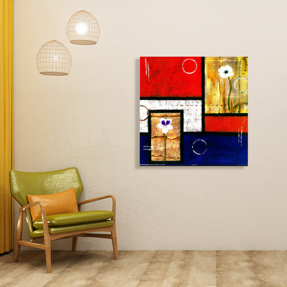 Vivolux | Helle Farbige Botanische Canvas Mid-Century Modern Texturierte Wandkunst Druck für das Wohnzimmer