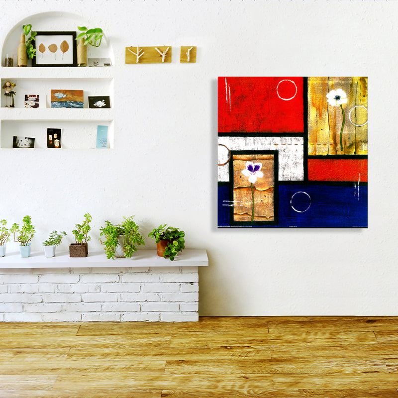 Vivolux | Helle Farbige Botanische Canvas Mid-Century Modern Texturierte Wandkunst Druck für das Wohnzimmer