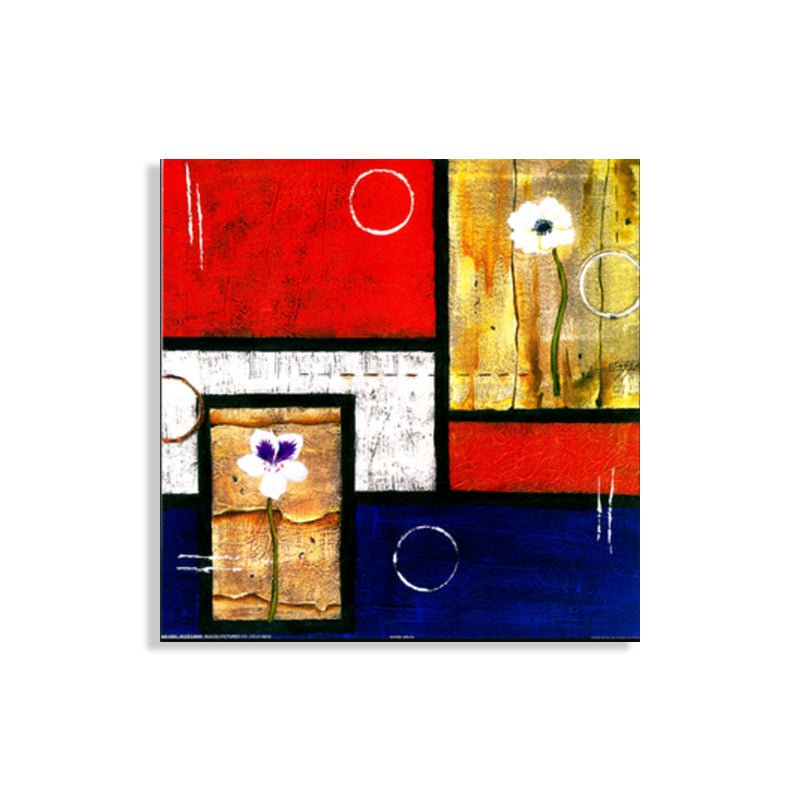 Vivolux | Helle Farbige Botanische Canvas Mid-Century Modern Texturierte Wandkunst Druck für das Wohnzimmer