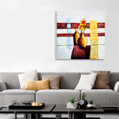 Vivolux | Helle Farbige Botanische Canvas Mid-Century Modern Texturierte Wandkunst Druck für das Wohnzimmer