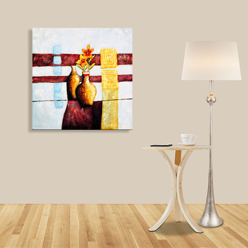 Vivolux | Helle Farbige Botanische Canvas Mid-Century Modern Texturierte Wandkunst Druck für das Wohnzimmer