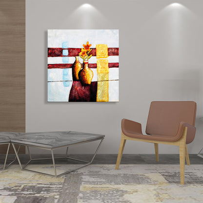 Vivolux | Helle Farbige Botanische Canvas Mid-Century Modern Texturierte Wandkunst Druck für das Wohnzimmer