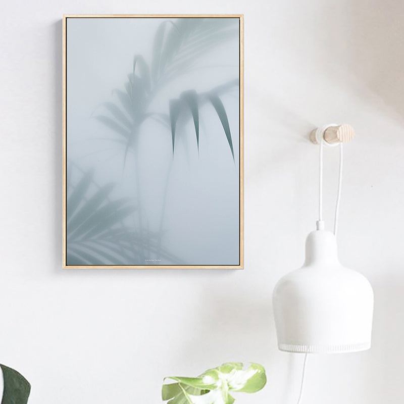 Vivolux | Weiß gefrosteter Palmenblatt-Leinwanddruck Botanic Nordisch Texturiertes Wandkunst für das Wohnzimmer
