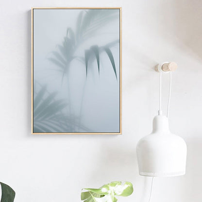 Vivolux | Weiß gefrosteter Palmenblatt-Leinwanddruck Botanic Nordisch Texturiertes Wandkunst für das Wohnzimmer