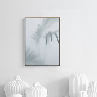 Vivolux | Weiß gefrosteter Palmenblatt-Leinwanddruck Botanic Nordisch Texturiertes Wandkunst für das Wohnzimmer