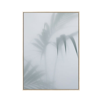 Vivolux | Weiß gefrosteter Palmenblatt-Leinwanddruck Botanic Nordisch Texturiertes Wandkunst für das Wohnzimmer