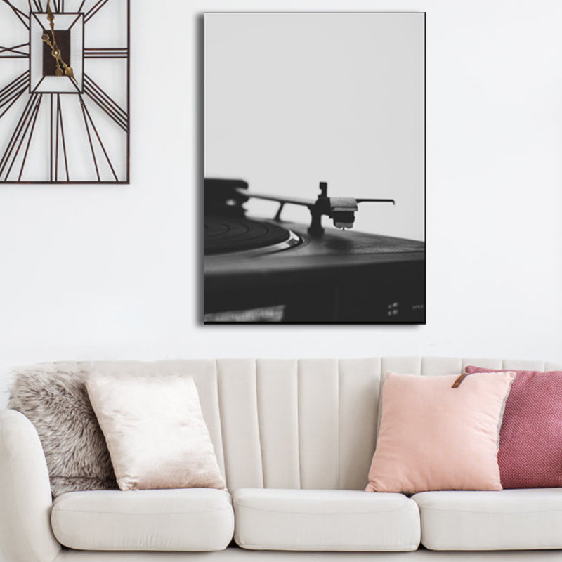 Vivolux | Foto Phonograph Leinwanddruck Moderne Nostalgische Musikalische Wandkunst in Schwarz für Raum