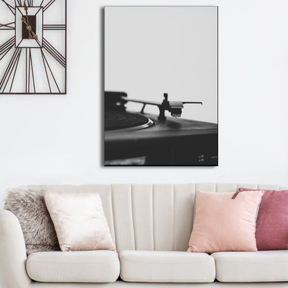 Vivolux | Foto Phonograph Leinwanddruck Moderne Nostalgische Musikalische Wandkunst in Schwarz für Raum