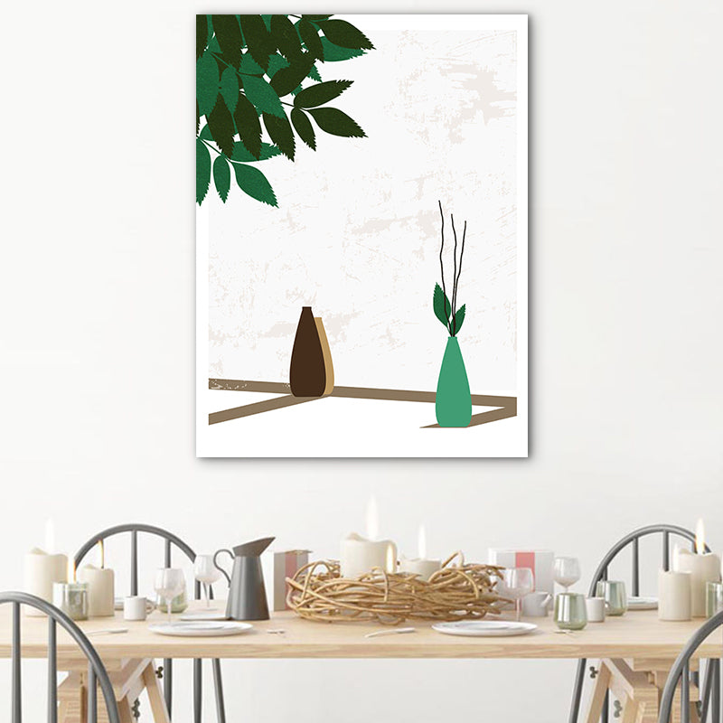 Vivolux | Blumenvasen und Schattenleinwand Wandkunst für Hausinterieur, Grün, Mehrere Größen