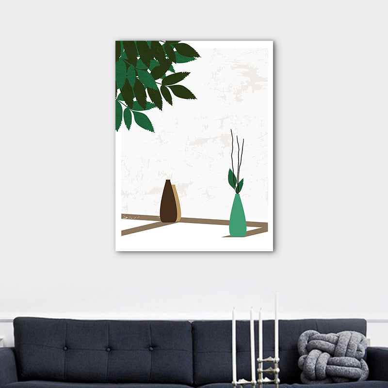 Vivolux | Blumenvasen und Schattenleinwand Wandkunst für Hausinterieur, Grün, Mehrere Größen