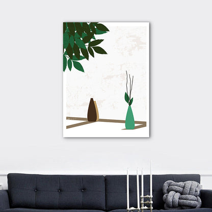 Vivolux | Blumenvasen und Schattenleinwand Wandkunst für Hausinterieur, Grün, Mehrere Größen