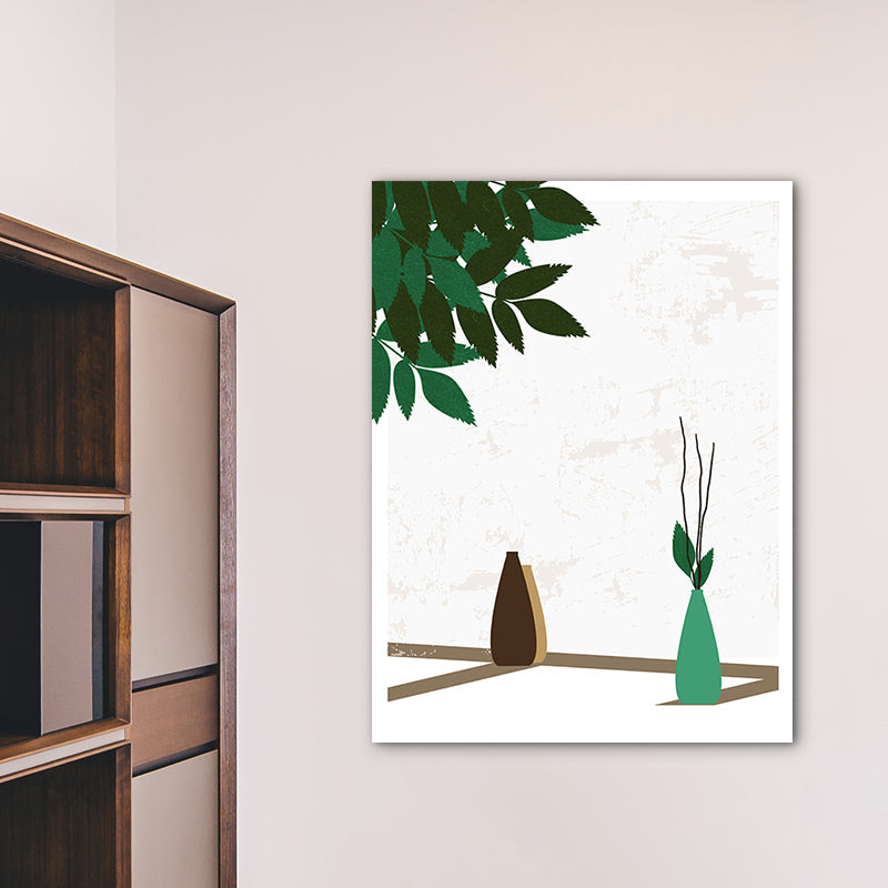 Vivolux | Blumenvasen und Schattenleinwand Wandkunst für Hausinterieur, Grün, Mehrere Größen