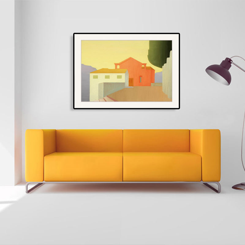 Vivolux | Bau-Szene Leinwanddruck für Badezimmer Ölmalerei Wandkunst Dekor, mehrere Größen