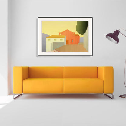 Vivolux | Bau-Szene Leinwanddruck für Badezimmer Ölmalerei Wandkunst Dekor, mehrere Größen