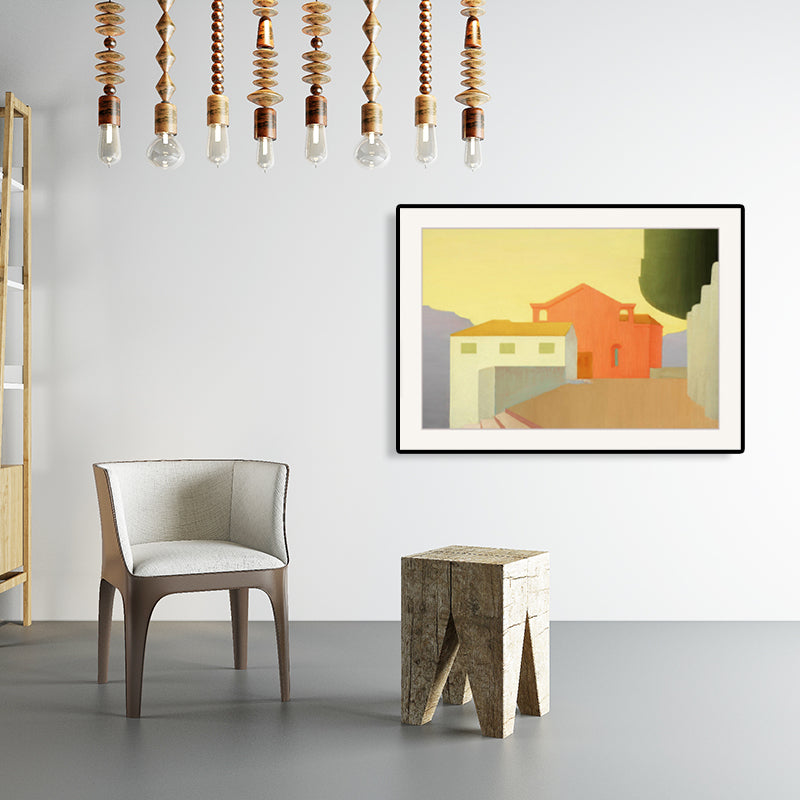 Vivolux | Bau-Szene Leinwanddruck für Badezimmer Ölmalerei Wandkunst Dekor, mehrere Größen