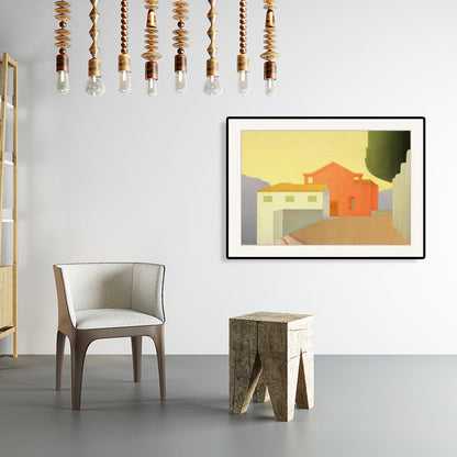 Vivolux | Bau-Szene Leinwanddruck für Badezimmer Ölmalerei Wandkunst Dekor, mehrere Größen