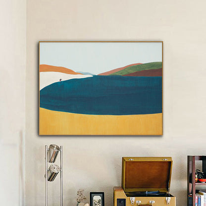 Vivolux | Illustration Nordic Wandkunst Dekor mit abstrakter Landschaft in sanften Farben für das Jungenzimmer