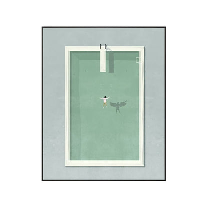 Vivolux | Pool und Schwimmer Leinwandkunst Skandinavische Schwimmwanddekoration in Grün für Stadion