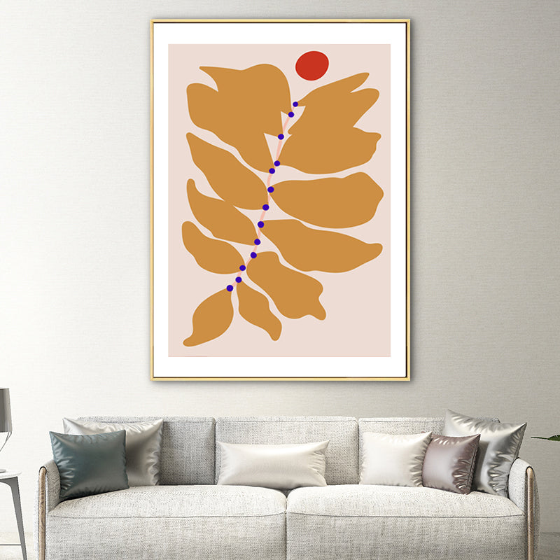 Vivolux | Gelbes Blatt Wandkunst Deko Botanisch Nordisch Texturiertes Leinwandbild für Hausinterieur