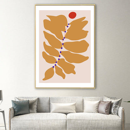 Vivolux | Gelbes Blatt Wandkunst Deko Botanisch Nordisch Texturiertes Leinwandbild für Hausinterieur