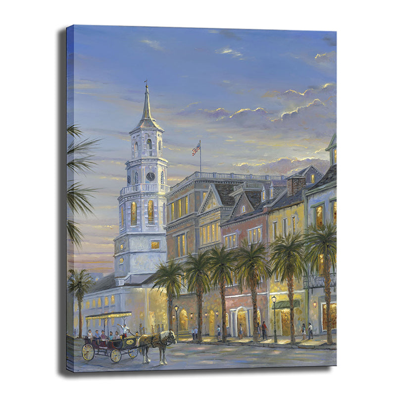 Vivolux | Grand Building View Painting Gelbes Impressionismus Stil Wandkunst Druck für Esszimmer