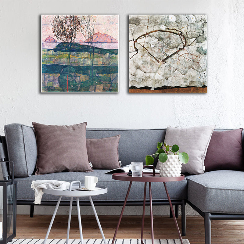 Vivolux | Natürliche Landschaft Wanddekoration Art Nouveau Texturiertes Schlafzimmer Leinwand, Mehrere Größenoptionen