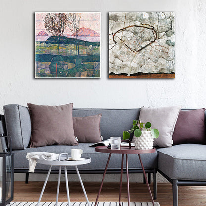 Vivolux | Natürliche Landschaft Wanddekoration Art Nouveau Texturiertes Schlafzimmer Leinwand, Mehrere Größenoptionen