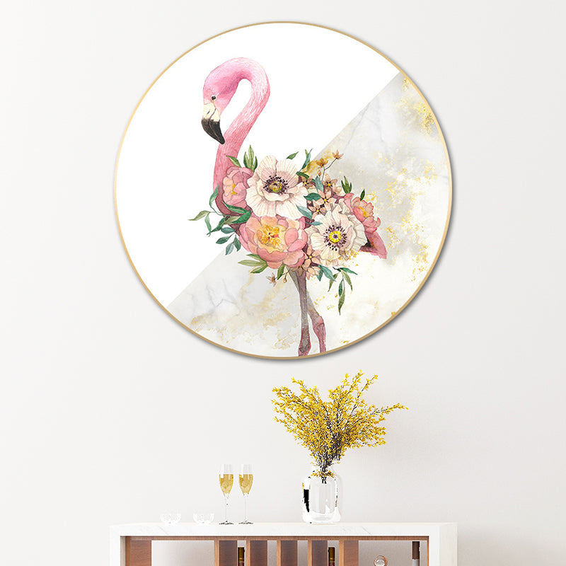 Vivolux | Canvas Pink Painting Contemporary Style Flamingo und Blumen Wanddekoration, Mehrere Größen