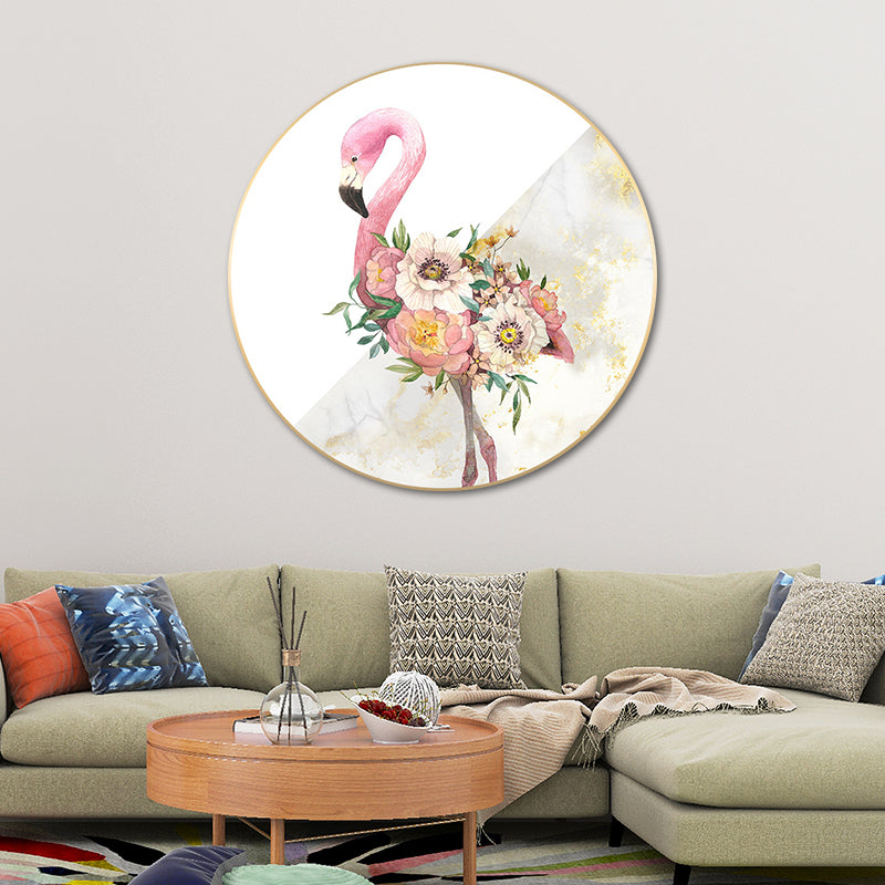 Vivolux | Canvas Pink Painting Contemporary Style Flamingo und Blumen Wanddekoration, Mehrere Größen