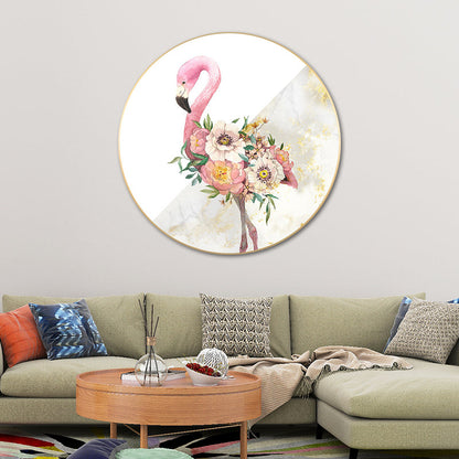 Vivolux | Canvas Pink Painting Contemporary Style Flamingo und Blumen Wanddekoration, Mehrere Größen