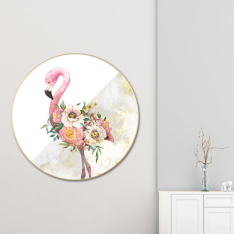 Vivolux | Canvas Pink Painting Contemporary Style Flamingo und Blumen Wanddekoration, Mehrere Größen