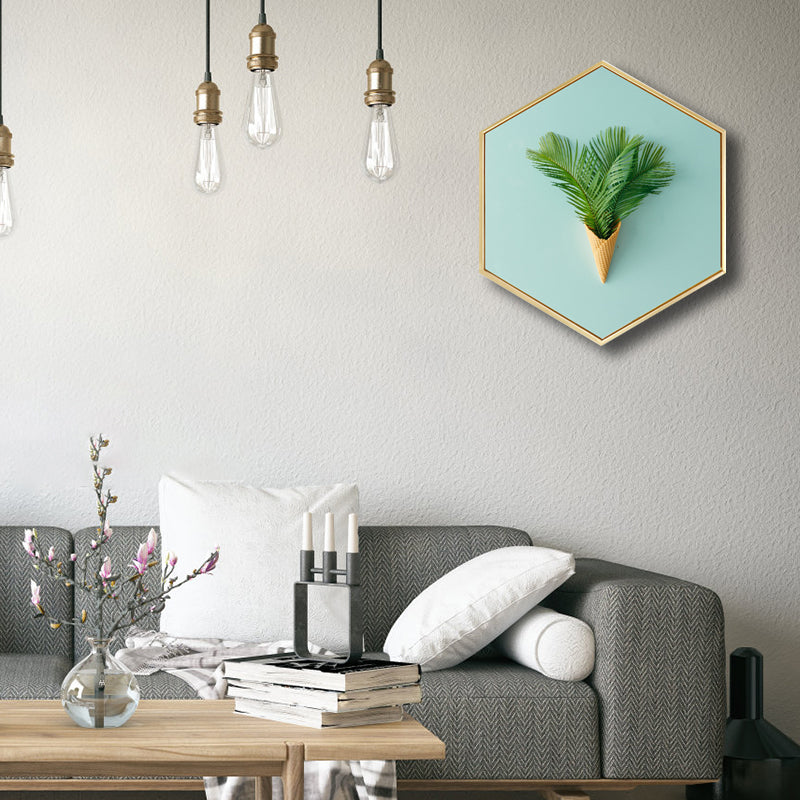 Vivolux | Grüner Botanischer Leinwanddruck Skandinavische Strukturierte Wandkunst Dekor für Wohnzimmer