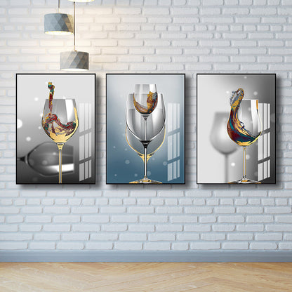 Vivolux | Moderne Wijn glazen Wanddecoratie Lichte Kleur Eetkamer Canvas Print, Set van 3