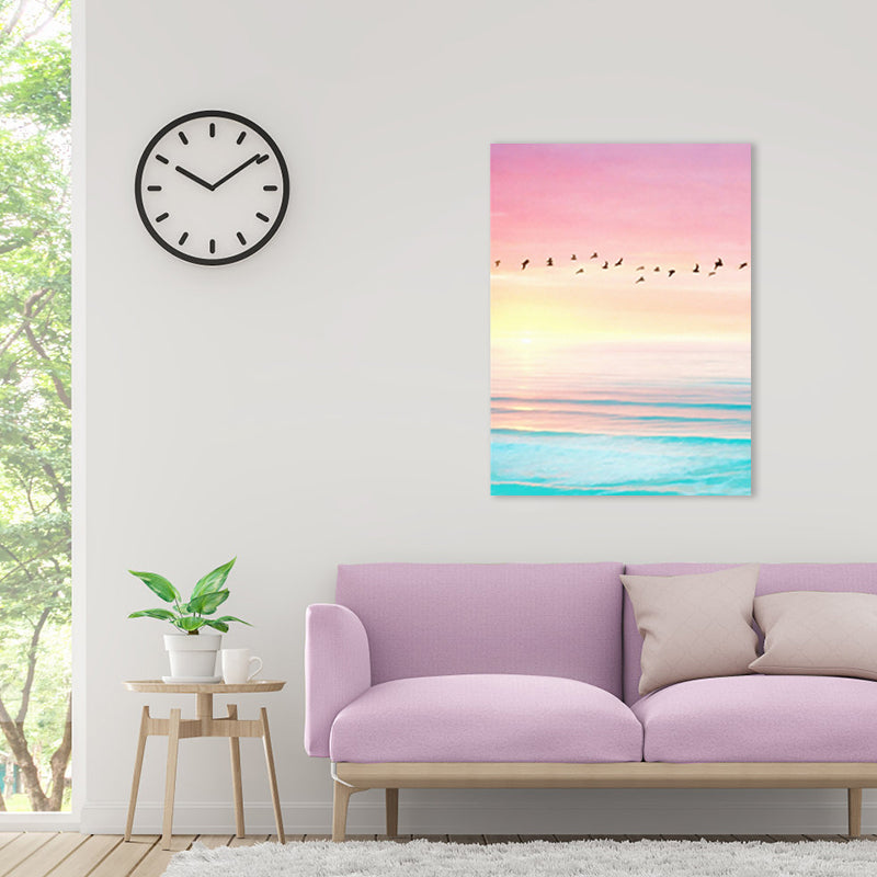 Vivolux | Zeitgenössisches Vogel- und Himmelgemälde Leinwand Rosa Fotografie Wandkunst Dekor, Mehrere Größen