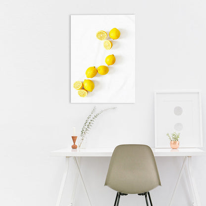 Vivolux | Contemporary Sour Lemon Art Print Canvas Textured Yellow Wall Decor für Badezimmer