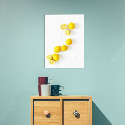 Vivolux | Contemporary Sour Lemon Art Print Canvas Textured Yellow Wall Decor für Badezimmer