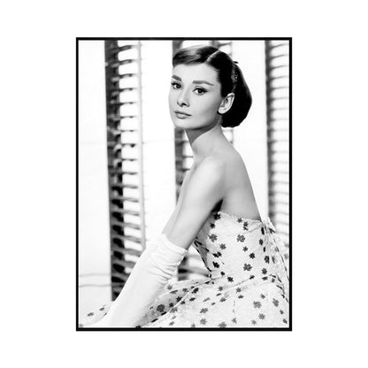 Vivolux | Lichte kleur Hepburn portret canvas textuur vintage meisjes slaapkamer wandkunst print