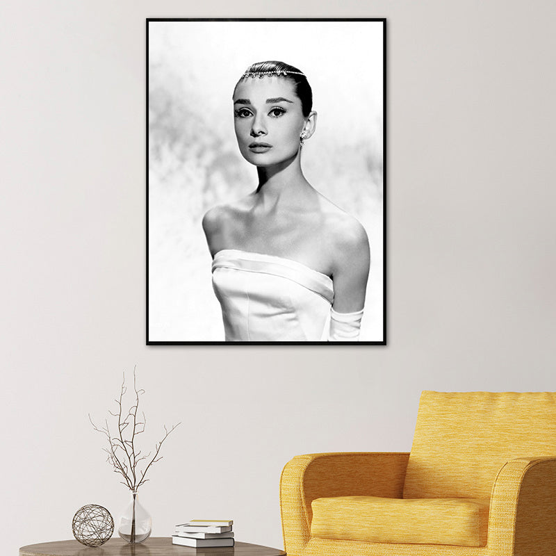 Vivolux | Lichte kleur Hepburn portret canvas textuur vintage meisjes slaapkamer wandkunst print