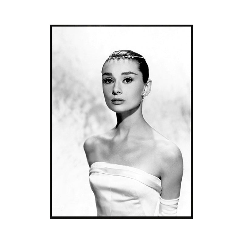 Vivolux | Lichte kleur Hepburn portret canvas textuur vintage meisjes slaapkamer wandkunst print