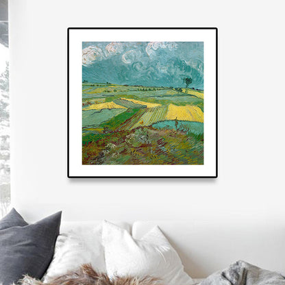 Vivolux | Weiche Farb Impressionismus Leinwand Kunst Farmfeld Aussicht Wanddekoration für die Küche, mehrere Größen
